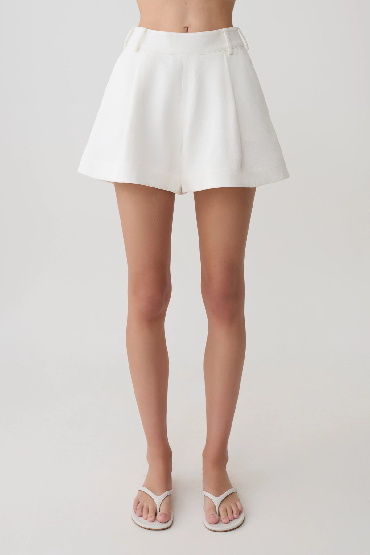 Piper Linen Flare Shorts - White