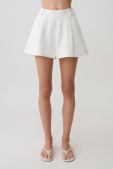 Piper Linen Flare Shorts - White