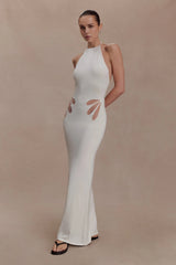 Brock Knit Halter Maxi Dress - White