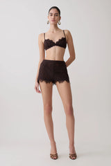 Gigi Lace Mini Shorts - Dark Chocolate