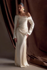 Iris Long Sleeve Satin Maxi Dress - Blush Gold