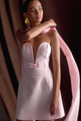 Orellia Strapless Suiting Mini Dress - Soft Pink