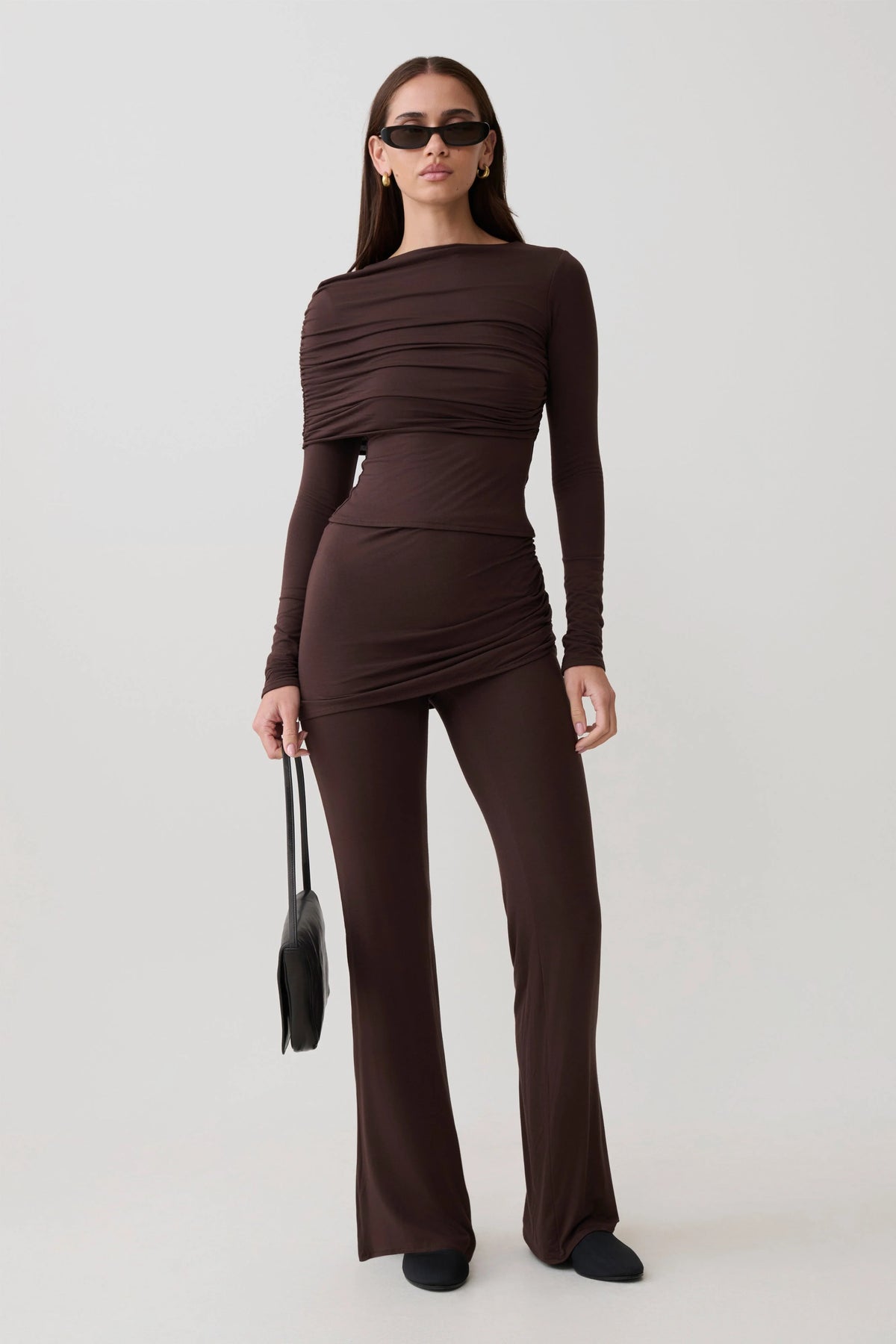 Keaton Modal Straight Leg Overlay Pant - Espresso