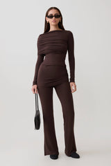 Keaton Modal Straight Leg Overlay Pant - Espresso