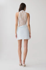 Arra Chiffon And Lace Halter Mini Dress - Ice Blue
