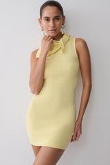 Amilee Scarf Knit Mini Dress - Lemon