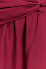 Scottie Gathered Linen Knot Maxi Skirt - Wine