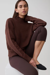 Stanley Ribbed High Neck Jumper - Chocolate