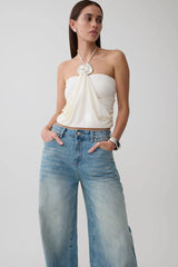 Sade Halter Top With Hardware - Ivory