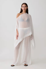 Leilani Sheer Drawstring Wide Leg Pants - Ivory