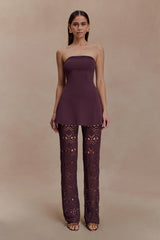 Trena Crochet Knit Pants - Chocolate