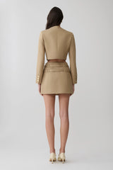 Marielle Button Up Cropped Jacket - Taupe