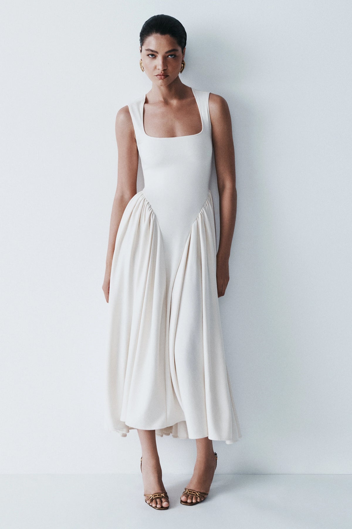 Sharon Scuba Jersey Midi Dress - Ivory