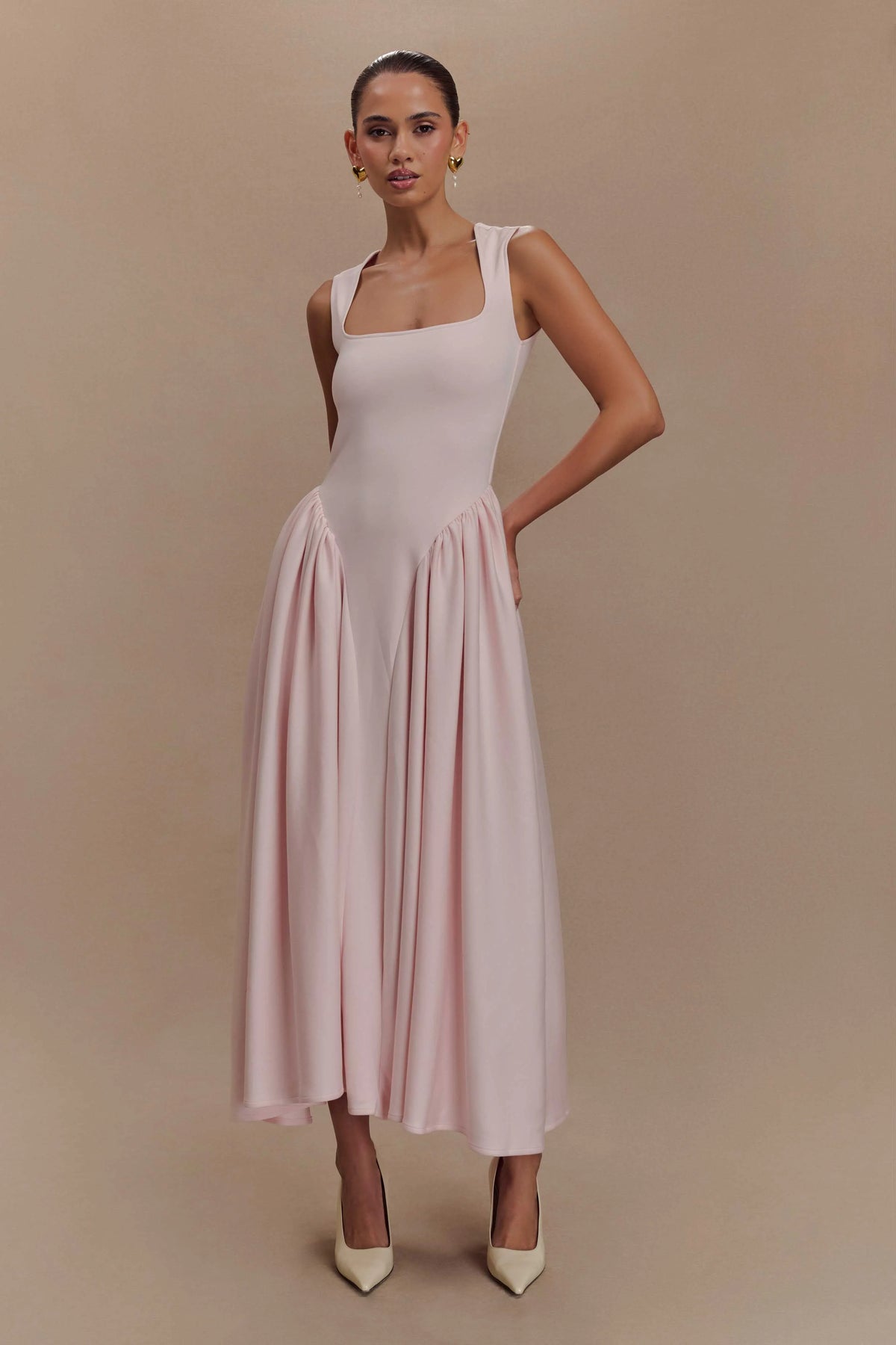 Sharon Scuba Jersey Midi Dress - Ballet Pink