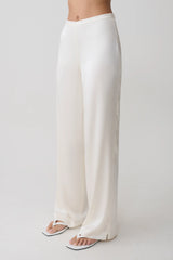 Kayla Silk Blend Straight Leg Pants - Ivory
