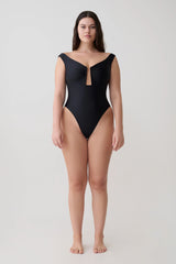 Yumi U-Wire Plunge One Piece Swimsuit - Black