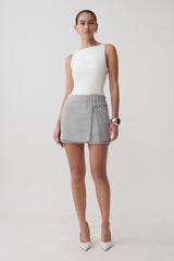 Daisy Wrap Mini Skirt - Charcoal Marle