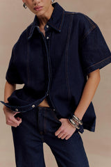 Maya Oversized Denim Shirt - Indigo Blue