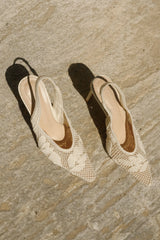 Guinevere Lace Applique Heel - Ivory