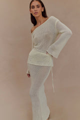 Reagan Off Shoulder Knit Top - White