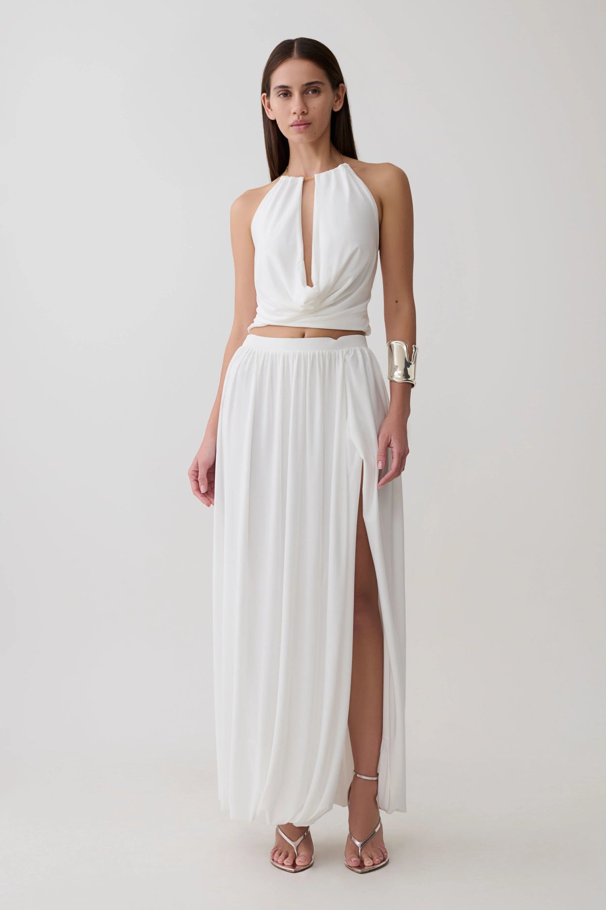 Banks Bubble Hem Midi Skirt - White