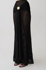 Mania Crochet Maxi Skirt With Hardware - Black