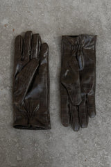 Atlas Faux Leather Crocodile Gloves - Chocolate