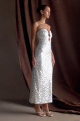 Makari Sequin Maxi Dress - White