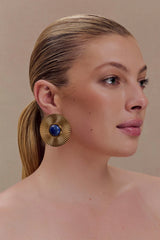 Maisie Round Gemstone Earrings - Gold