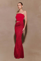 Jasiel Strapless Knit Maxi Dress - Red