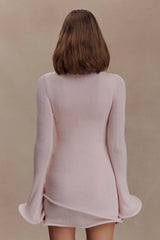 Samira Knit Long Sleeve Mini Dress - Misty Rose