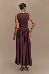 Sharon Scuba Jersey Midi Dress - Cacao Brown