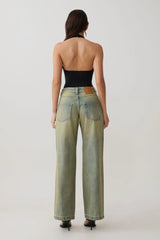Joey Mid Rise Wide Leg Jeans - Green Wash