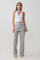 Daisy Wrap Skirt Straight Leg Pants - Charcoal Marle