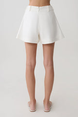 Piper Linen Flare Shorts - White