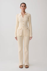 Suzie Ribbed Flared Pants - Ivory