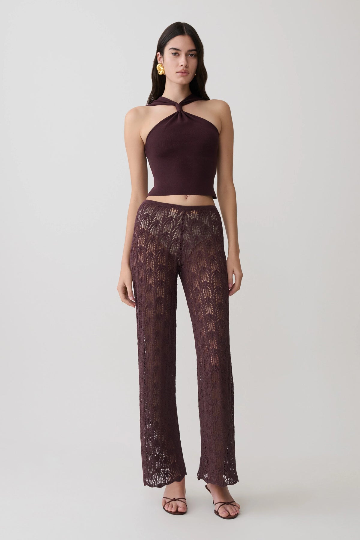 Glinda Crochet Pants - Chocolate