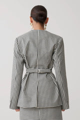 Darcie Drop Shoulder Suiting Blazer - Houndstooth