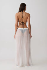 Leilani Sheer Drawstring Wide Leg Pants - Ivory