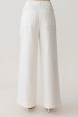 Brielle Straight Leg Linen Pant - White
