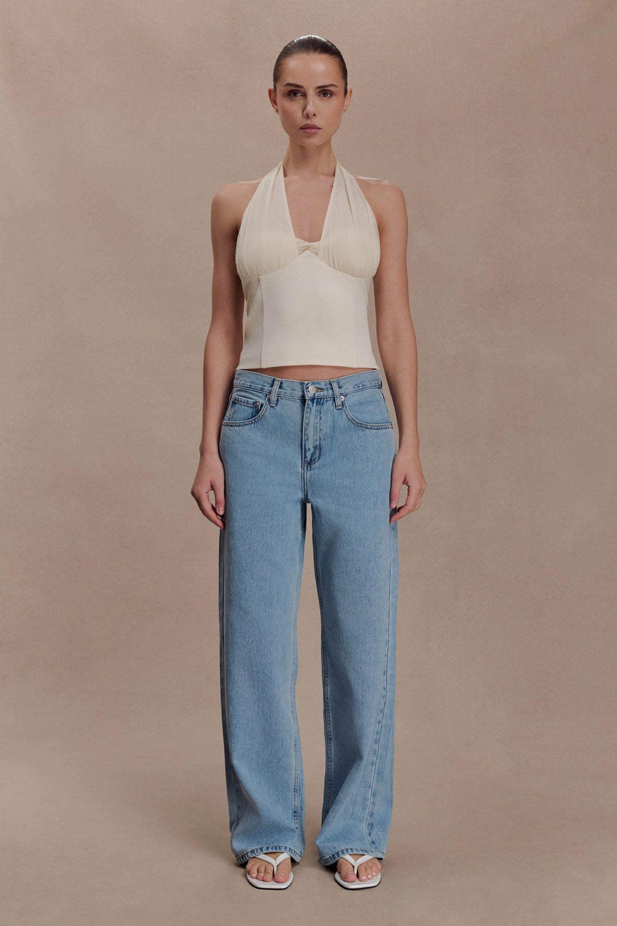 Cressida Crepe Halter Top - Ivory