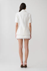 Ariella Suiting Mini Skirt With Lace - White