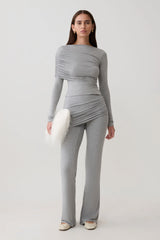 Keaton Modal Straight Leg Overlay Pant - Grey Marle
