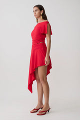Talise Modal Hankie Midi Skirt - Red