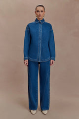 Lioda Oversized Denim Shirt - Dark Blue