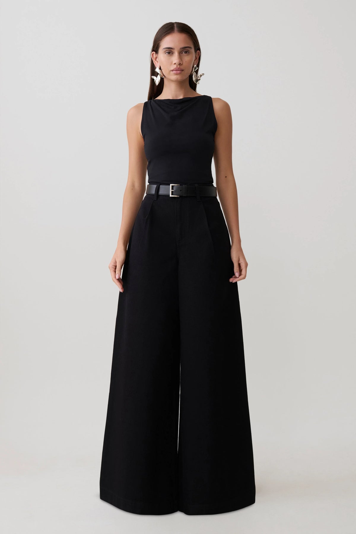 Bobby Oversized Jean With Front Pleat - Black