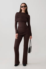 Keaton Modal Straight Leg Overlay Pant - Espresso
