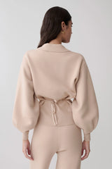 Blaine Knit Blouson Sleeve Cardigan - Oat Marle