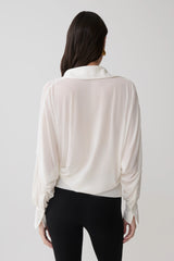 Berkley Draped Long Sleeve Shirt - White