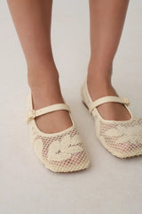Brighton Lace Applique Flats - Ivory